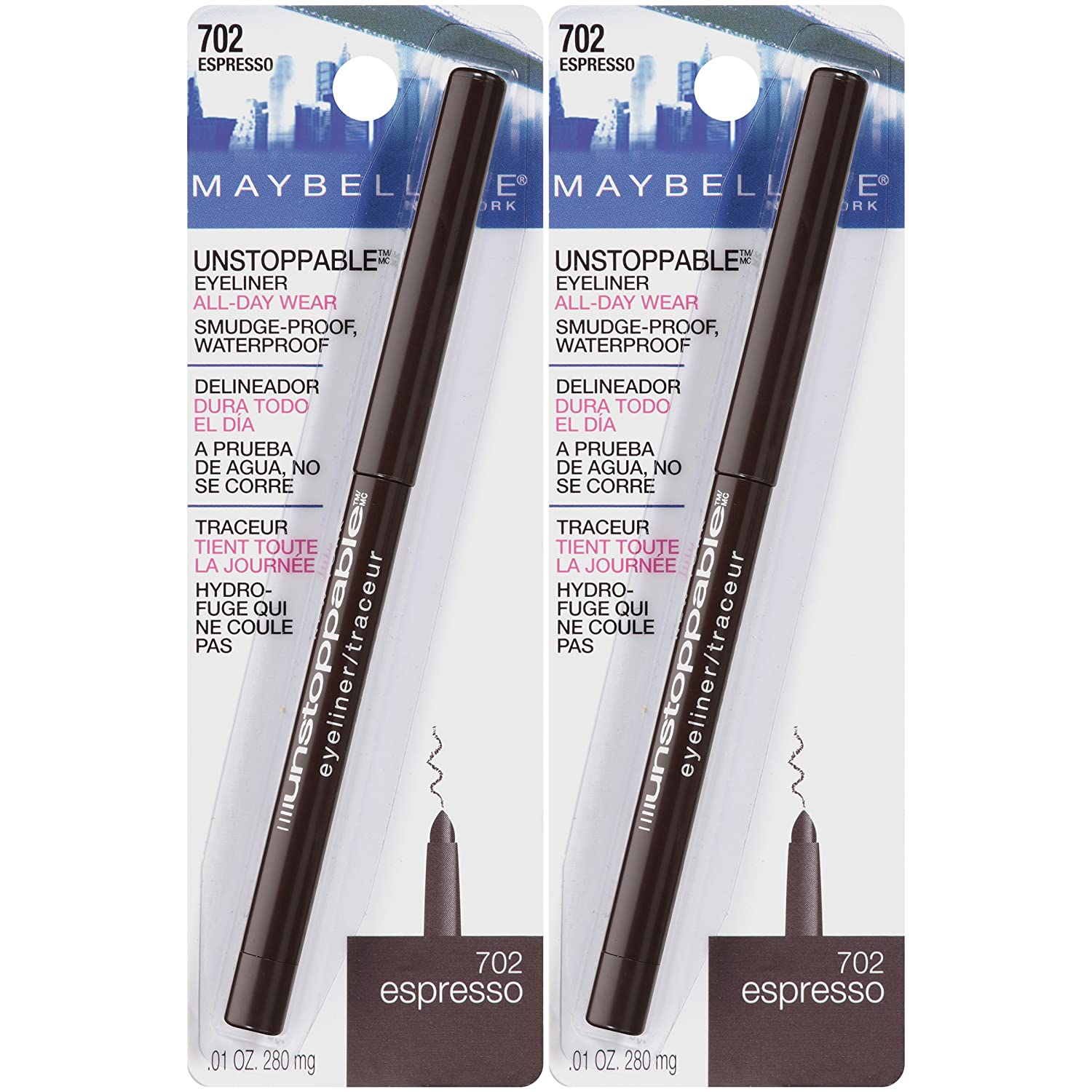 Maybelline Unstoppable Waterproof Mechanical Brown Eyeliner, Espresso, 2 Count - Image 2